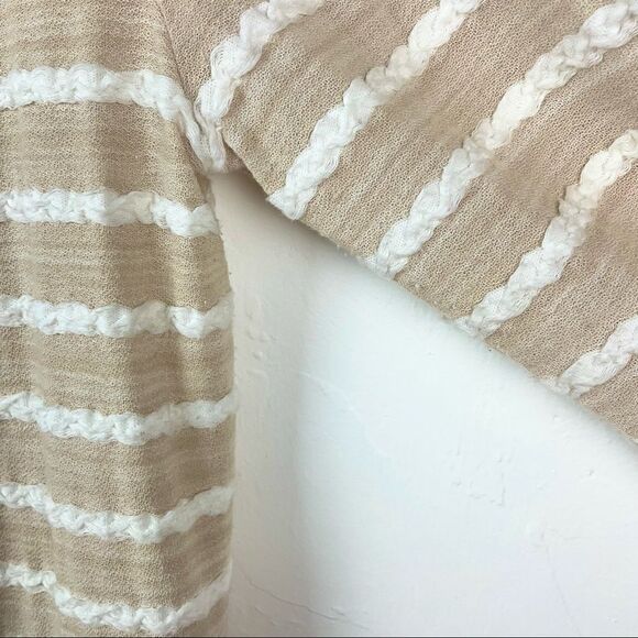Chico’s Beige White Striped Open Front Long Sleeve Cardigan Small - Picture 3 of 5